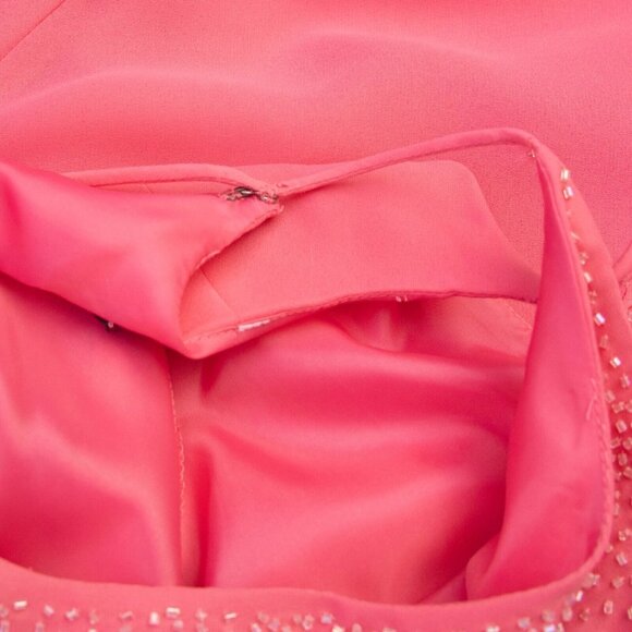 Vtg 90s Chelsea Nites Slip Dress 8 Beaded Salmon Pink Spaghetti Straps Gown Y2K - Picture 7 of 8